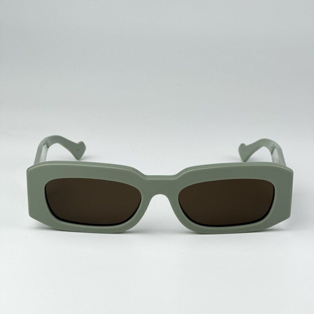 Gucci Sage Green Rectangular Sunglasses with Dark Brown Lenses - Picture 7 of 12